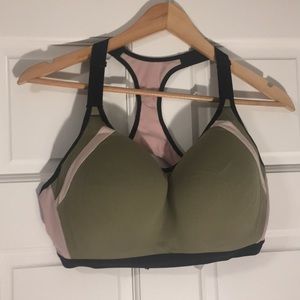 Olive/Pink Support Sports Bra